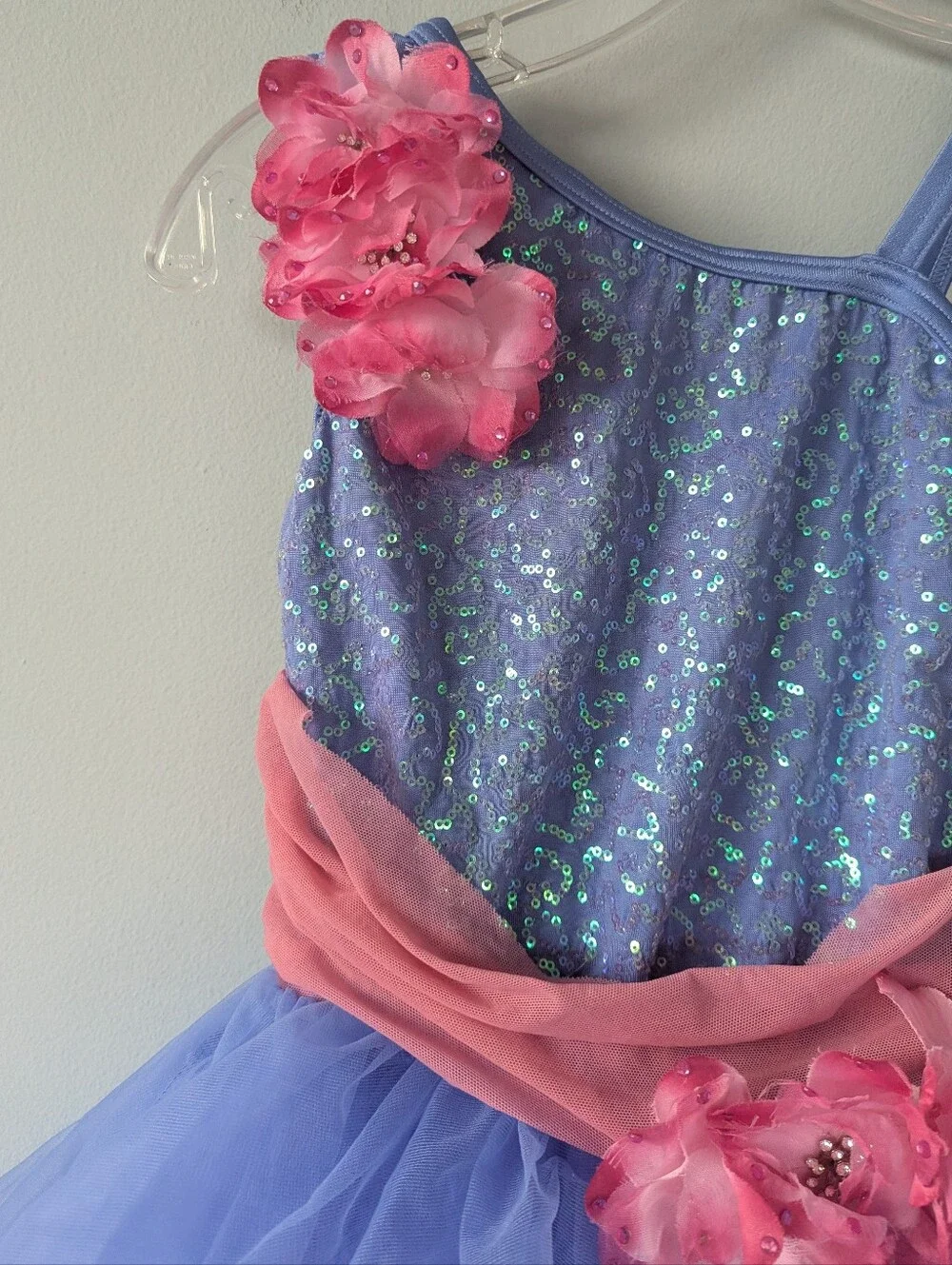 Weissman Girls Periwinkle Sequin Pink Floral Ballet Dance Costume